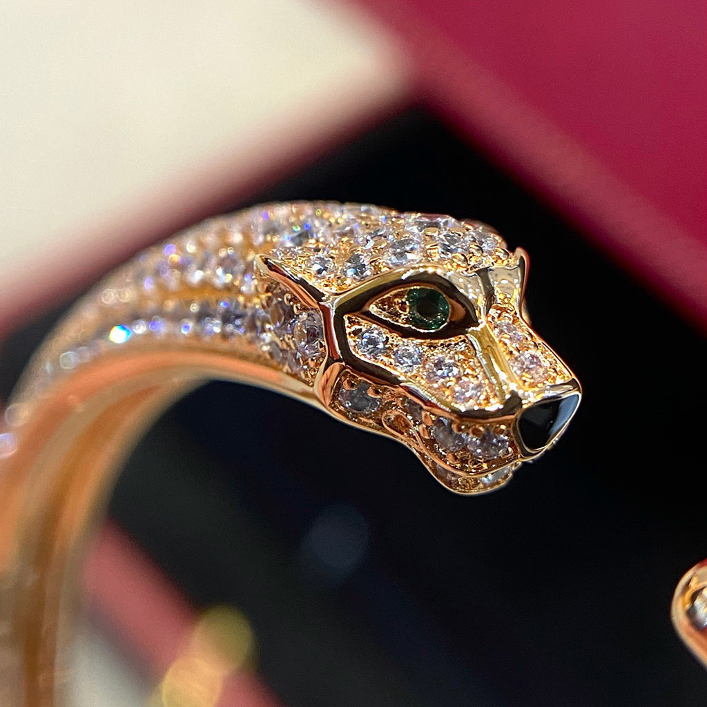 [⭐Hinora Jewelry]PANTHERE HALF DIAMOND OPEN BRACELET