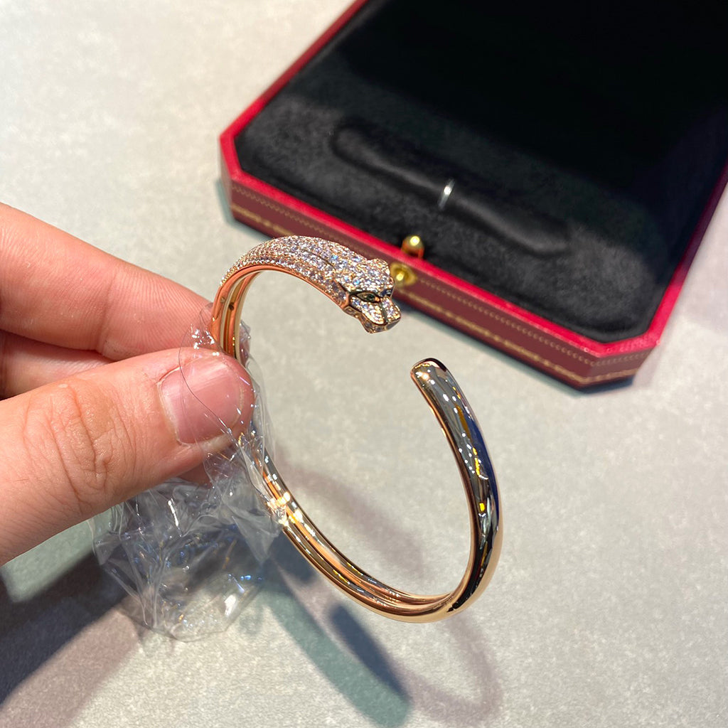 [⭐Hinora Jewelry]PANTHERE HALF DIAMOND OPEN BRACELET