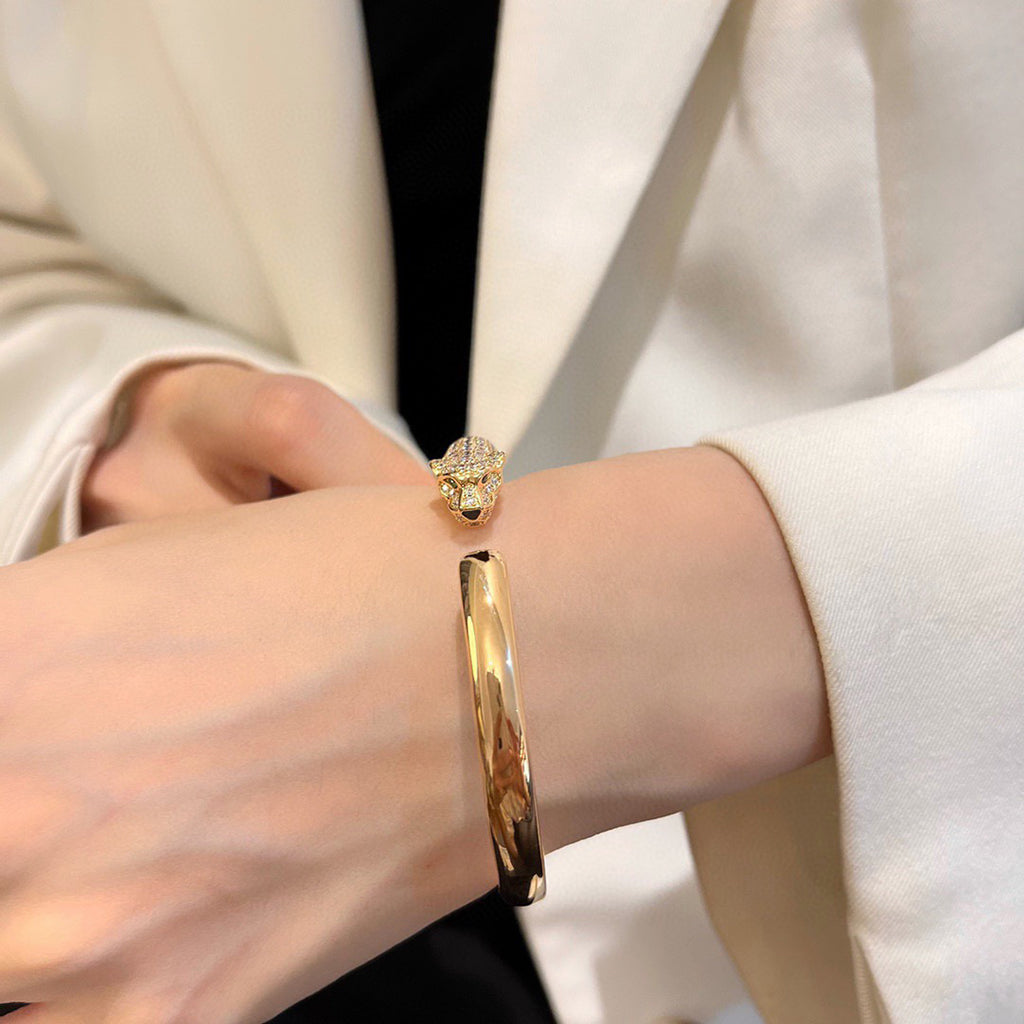 [⭐Hinora Jewelry]PANTHERE HALF DIAMOND OPEN BRACELET