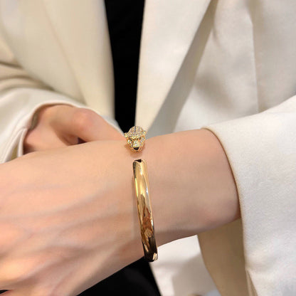 [⭐Hinora Jewelry]PANTHERE HALF DIAMOND OPEN BRACELET