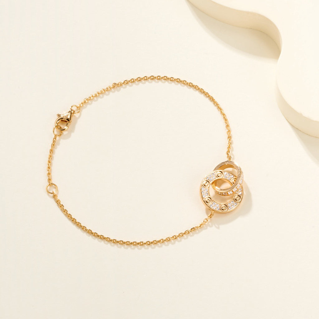 [⭐Hinora Jewelry]LOVE DOUBLE RING FULL DIAMOND BRACELET