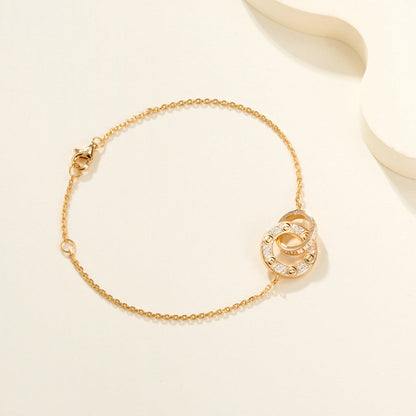 [⭐Hinora Jewelry]LOVE DOUBLE RING FULL DIAMOND BRACELET