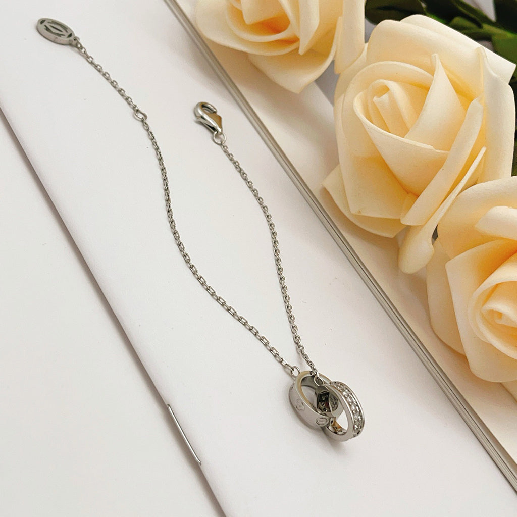 [⭐Hinora Jewelry]LOVE DOUBLE RING HALF DIAMOND BRACELET