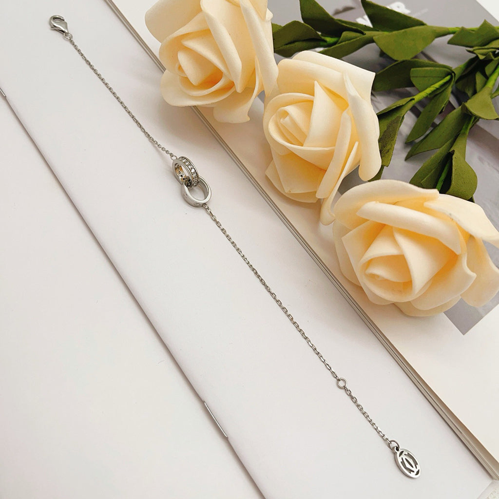 [⭐Hinora Jewelry]LOVE DOUBLE RING HALF DIAMOND BRACELET
