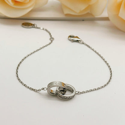[⭐Hinora Jewelry]LOVE DOUBLE RING HALF DIAMOND BRACELET