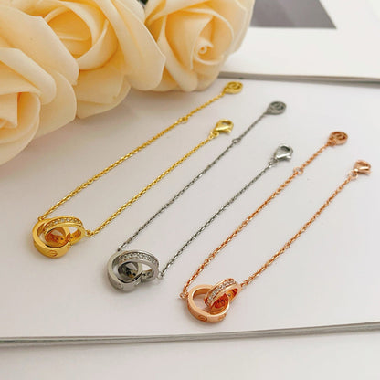 [⭐Hinora Jewelry]LOVE DOUBLE RING HALF DIAMOND BRACELET