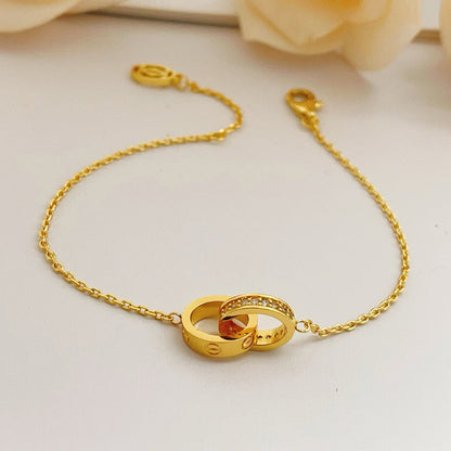 [⭐Hinora Jewelry]LOVE DOUBLE RING HALF DIAMOND BRACELET