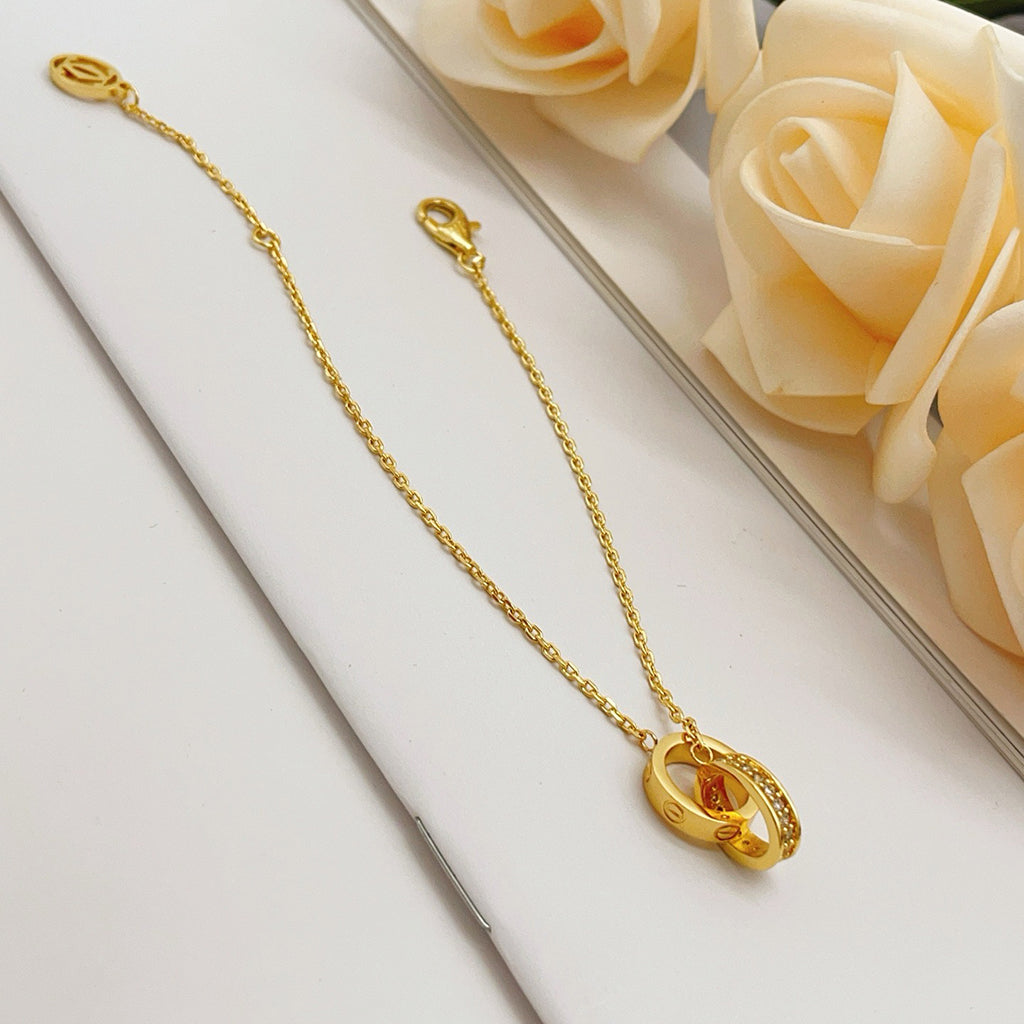 [⭐Hinora Jewelry]LOVE DOUBLE RING HALF DIAMOND BRACELET