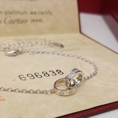 [⭐Hinora Jewelry]LOVE DOUBLE RING HALF DIAMOND BRACELET