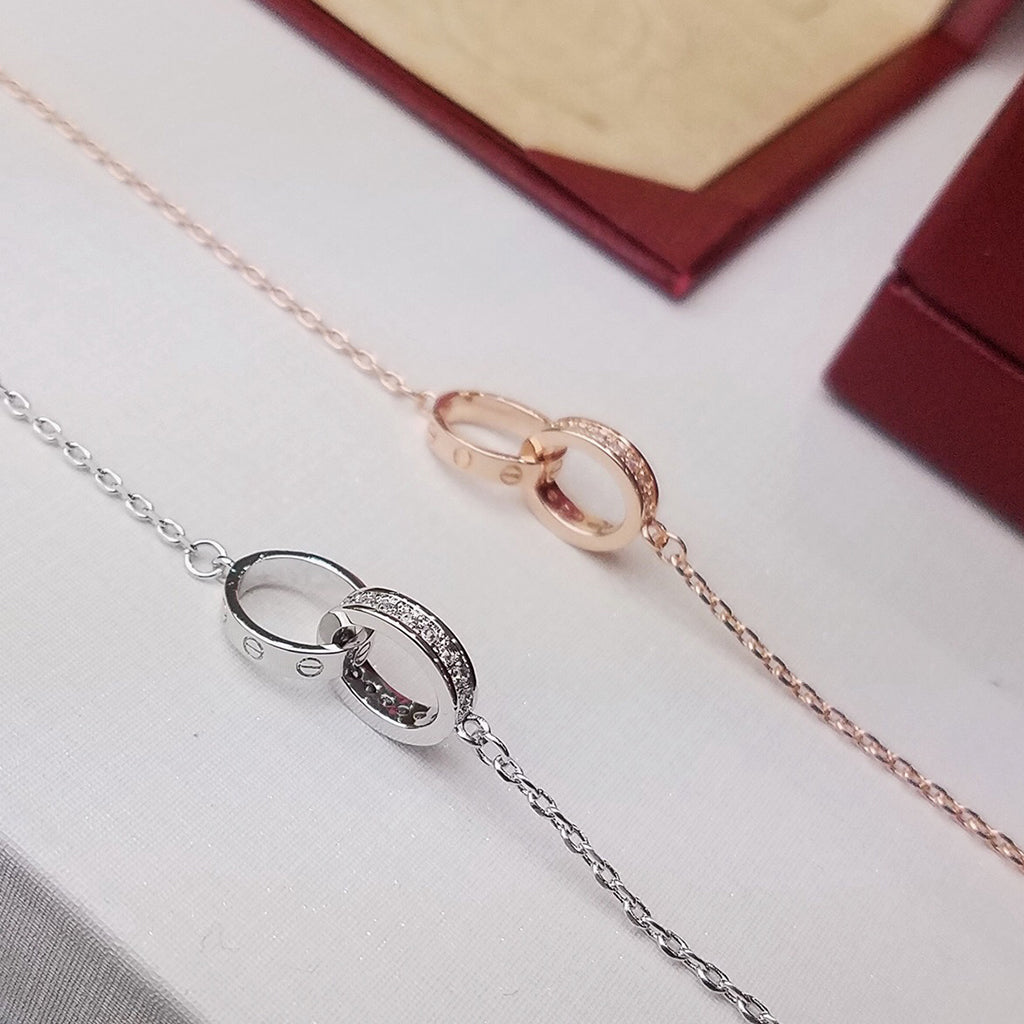 [⭐Hinora Jewelry]LOVE DOUBLE RING HALF DIAMOND BRACELET