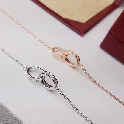 [⭐Hinora Jewelry]LOVE DOUBLE RING HALF DIAMOND BRACELET