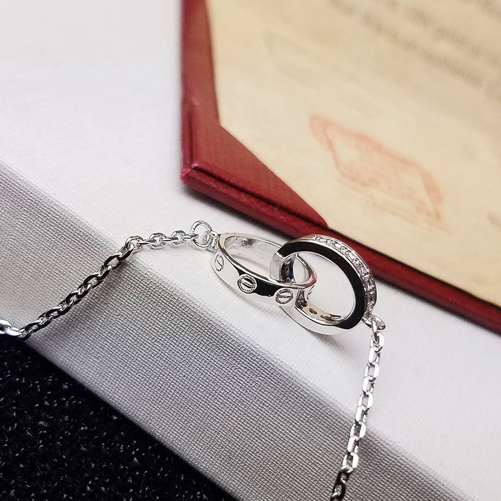 [⭐Hinora Jewelry]LOVE DOUBLE RING HALF DIAMOND BRACELET
