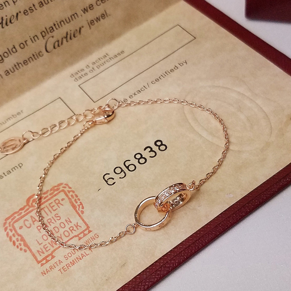 [⭐Hinora Jewelry]LOVE DOUBLE RING HALF DIAMOND BRACELET