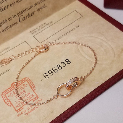 [⭐Hinora Jewelry]LOVE DOUBLE RING HALF DIAMOND BRACELET