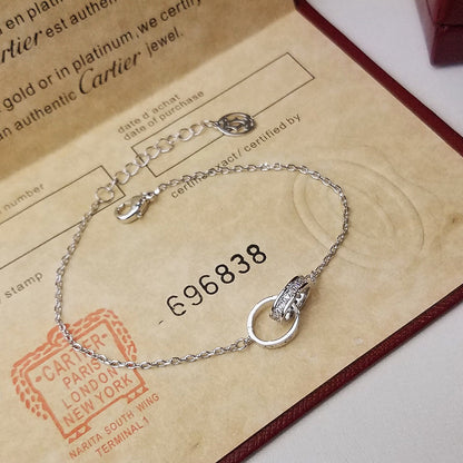 [⭐Hinora Jewelry]LOVE DOUBLE RING HALF DIAMOND BRACELET