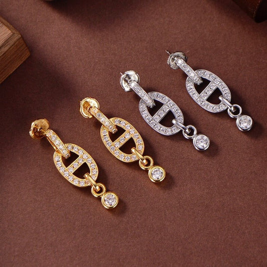 [⭐Hinora Jewelry]HM CHAINE DIAMOND EARRINGS
