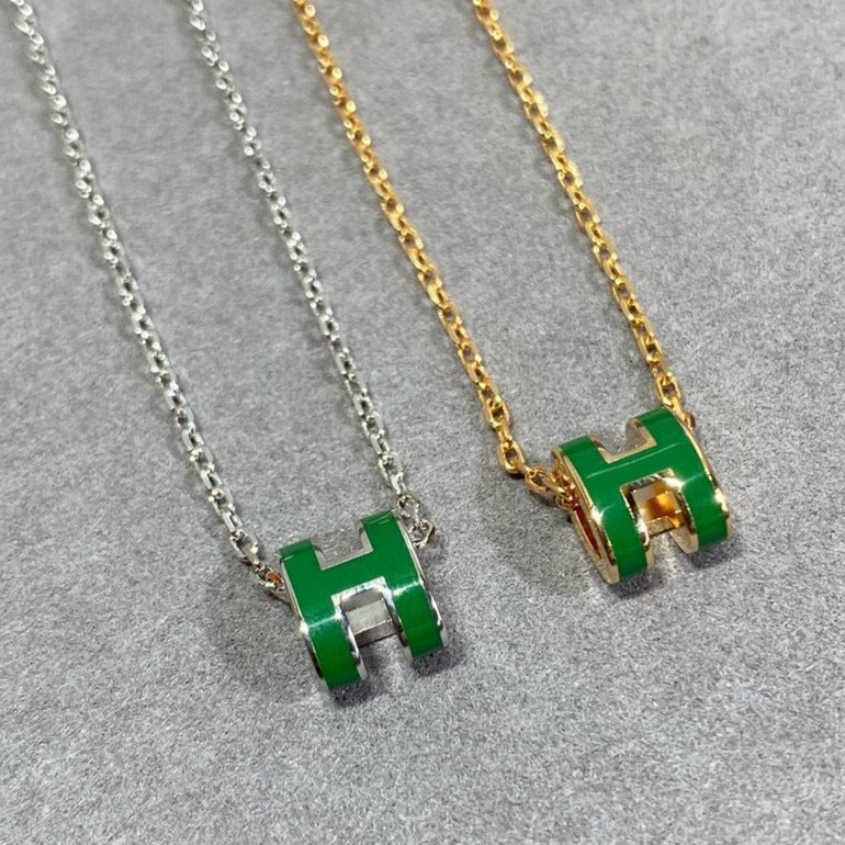 [⭐Hinora Jewelry]POP H GREEN NECKLACE SILVER AND GOLD