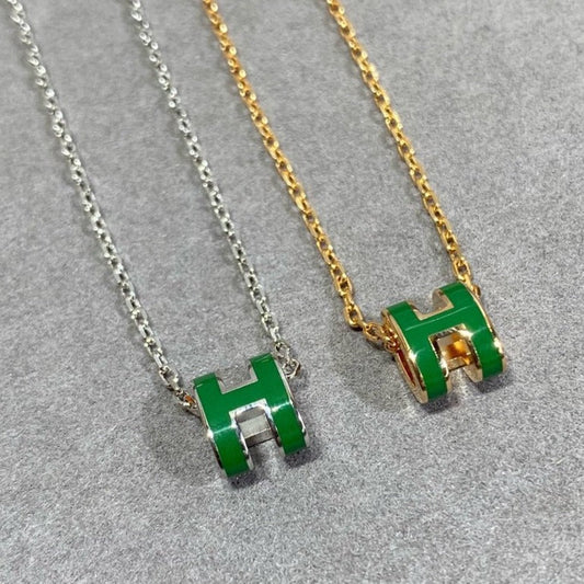 [⭐Hinora Jewelry]POP H GREEN NECKLACE SILVER AND GOLD