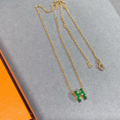 [⭐Hinora Jewelry]POP H GREEN NECKLACE SILVER AND GOLD