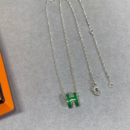 [⭐Hinora Jewelry]POP H GREEN NECKLACE SILVER AND GOLD