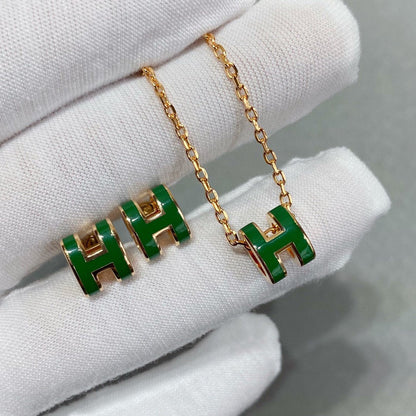 [⭐Hinora Jewelry]POP H GREEN NECKLACE SILVER AND GOLD