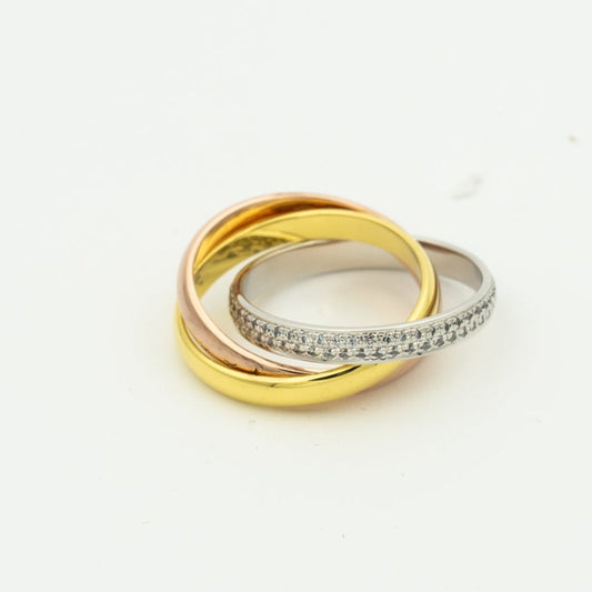 [⭐Hinora Jewelry Jewelry]TRINITY RING GOLD PINK GOLD SILVER DIAMONDS
