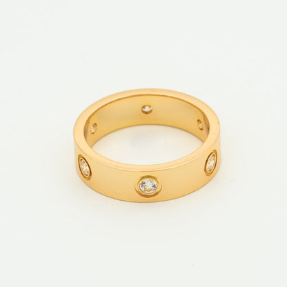 [⭐Hinora Jewelry]LOVE RING 5.5MM 6 DIAMONDS PINK GOLD