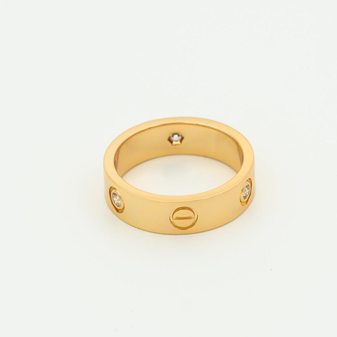 [⭐Hinora Jewelry]LOVE RING 5.5MM 3 DIAMONDS PINK GOLD