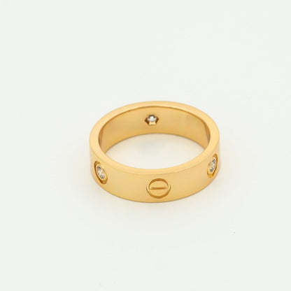 [⭐Hinora Jewelry]LOVE RING 5.5MM 3 DIAMONDS PINK GOLD