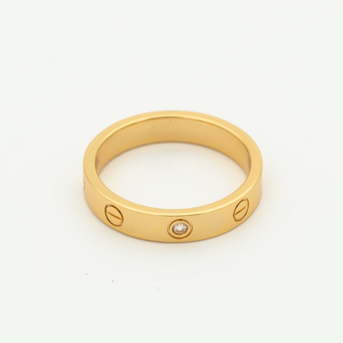 [⭐Hinora Jewelry]LOVE RING 4MM 1 DIAMOND PINK GOLD