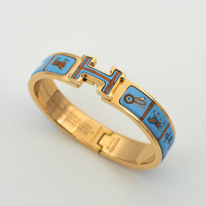 [⭐Hinora Jewelry]H PINK GOLD BRACELET BLUE CERAMIC