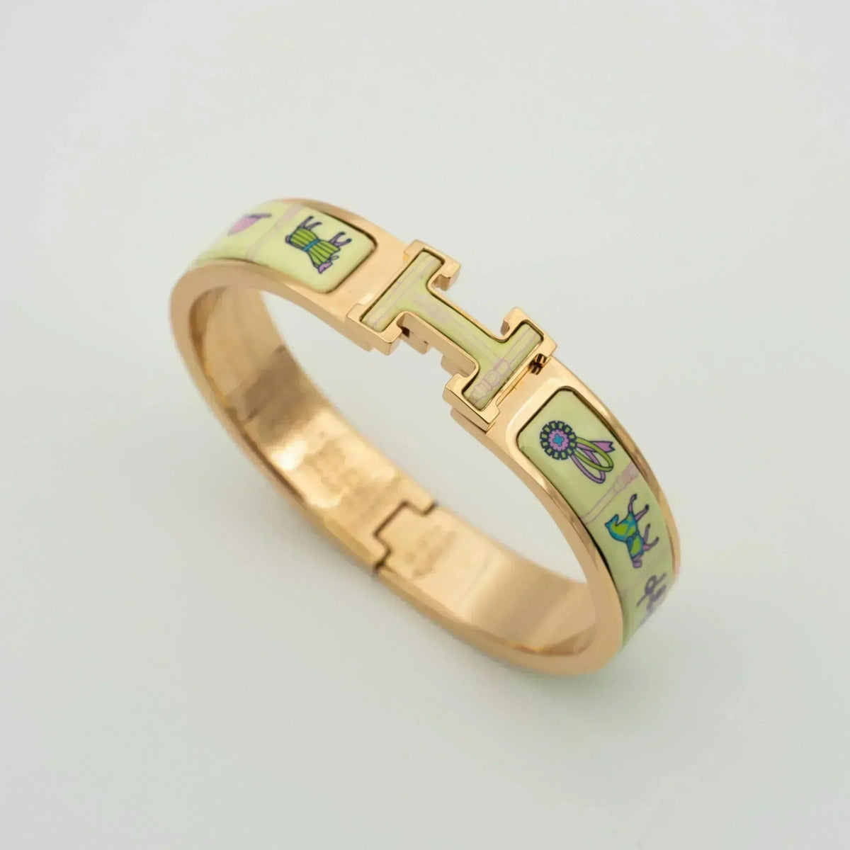 [⭐Hinora Jewelry]H PINK GOLD BRACELET CREAM CERAMIC