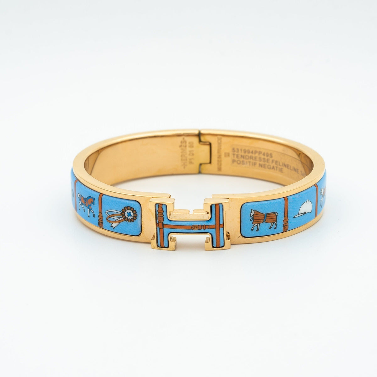 [⭐Hinora Jewelry]H PINK GOLD BRACELET BLUE CERAMIC