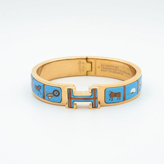 [⭐Hinora Jewelry]H PINK GOLD BRACELET BLUE CERAMIC
