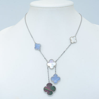 [⭐Hinora Jewelry]CLOVER MOP CHALCEDONY NECKLACE SILVER 6 MOTIF