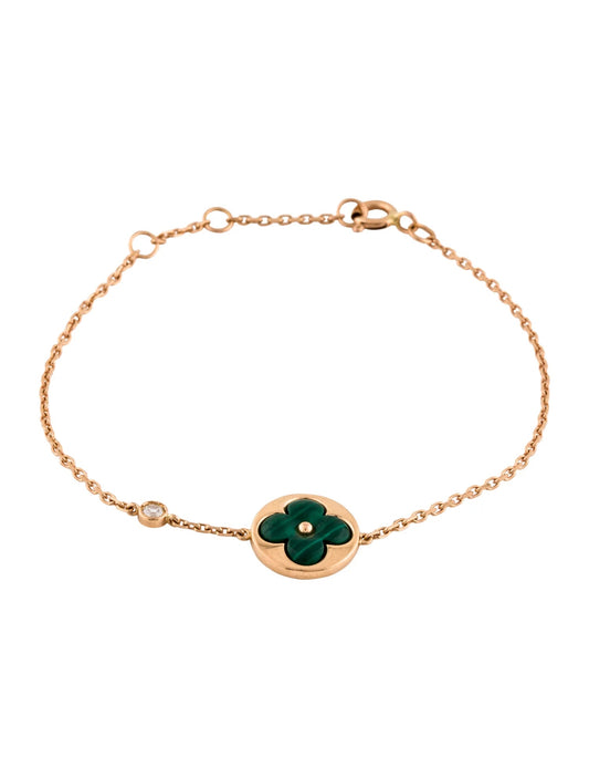 [⭐Hinora Jewelry]SUN MALACHITE 1 DIAMOND PINK GOLD BRACELET