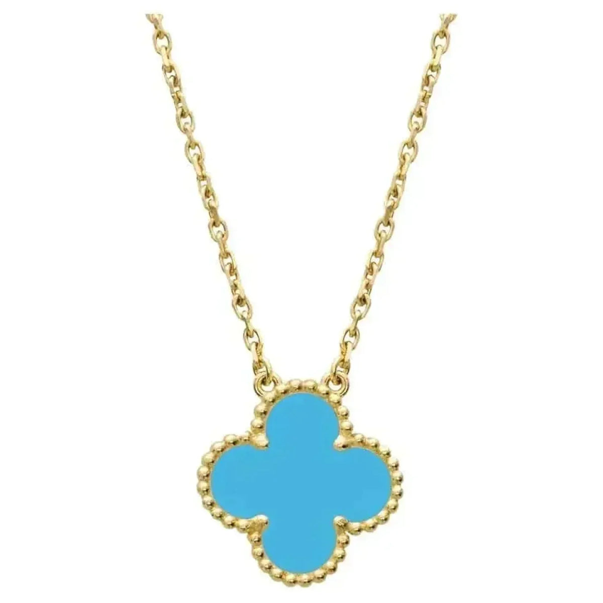 [⭐Hinora Jewelry]CLOVER 15MM VINTAGE TURQUOISE NECKLACE