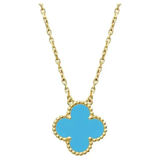 [⭐Hinora Jewelry]CLOVER 15MM VINTAGE TURQUOISE NECKLACE