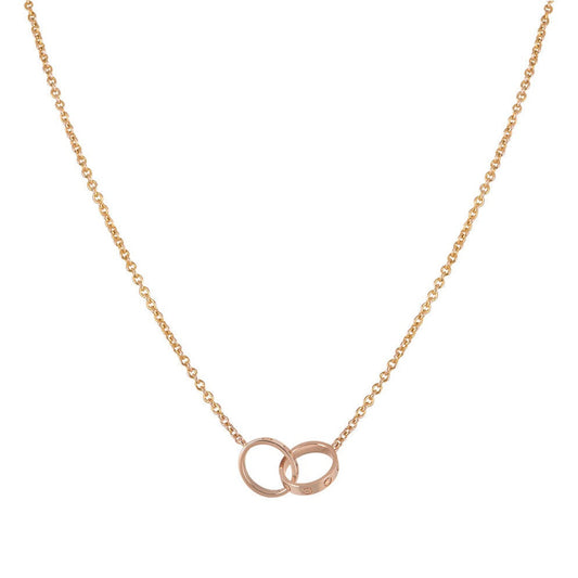 [⭐Hinora Jewelry]LOVE NECKLACE DOUBLE RING PINK GOLD