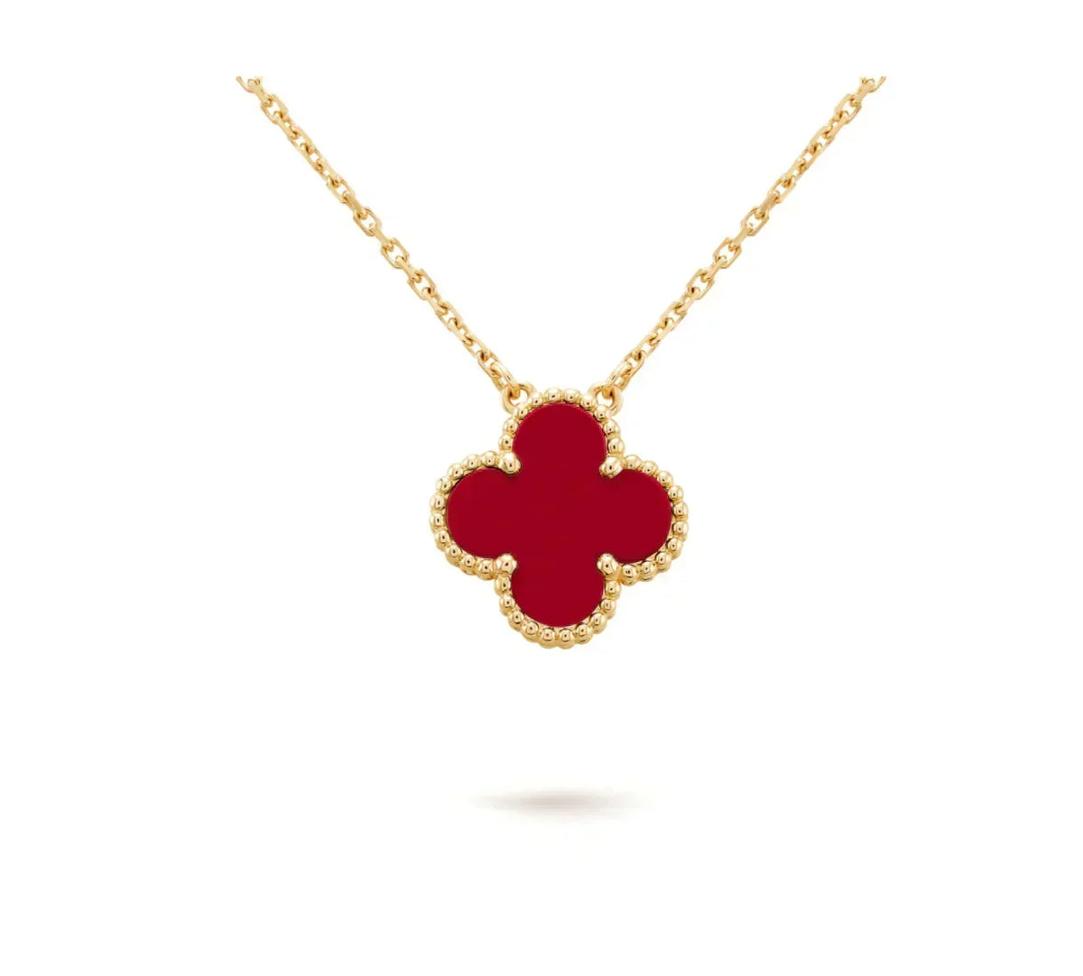 [⭐Hinora Jewelry]CLOVER 15MM CARNELIAN SINGLE FLOWER NECKLACE