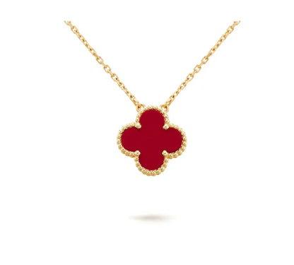 [⭐Hinora Jewelry]CLOVER 15MM CARNELIAN SINGLE FLOWER NECKLACE