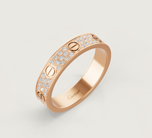 [⭐Hinora Jewelry]LOVE RING 4mm-wide full-diamond ring Rose Gold