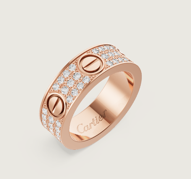 [⭐Hinora Jewelry]LOVE RING 6.5mm-wide full-diamond ring Rose Gold