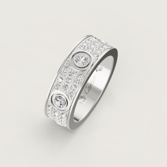 [⭐Hinora Jewelry]LOVE RING 6.5MM Full Diamond, 6 Major Diamonds Silver