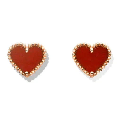 [⭐Hinora Jewelry]HEART CARNELIAN STUD EARRINGS