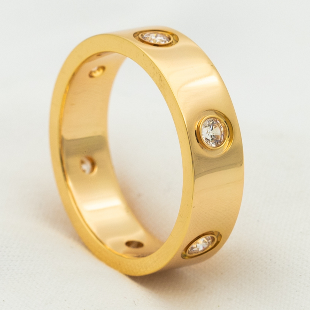 [⭐Hinora Jewelry]LOVE RING 5.5MM 6 DIAMONDS PINK GOLD
