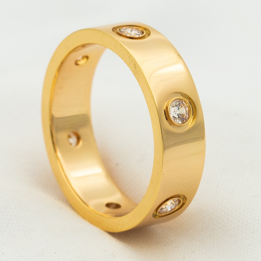 [⭐Hinora Jewelry]LOVE RING 5.5MM 6 DIAMONDS PINK GOLD