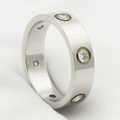 [⭐Hinora Jewelry]LOVE RING 5.5MM 6 DIAMONDS SILVER