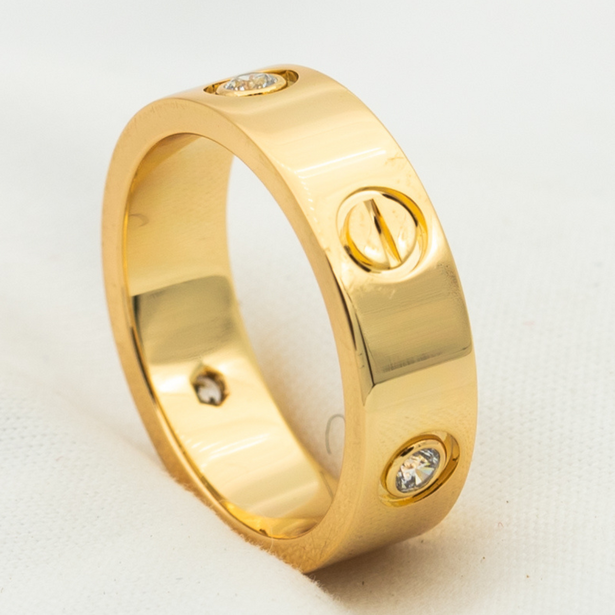 [⭐Hinora Jewelry]LOVE RING 5.5MM 3 DIAMONDS PINK GOLD