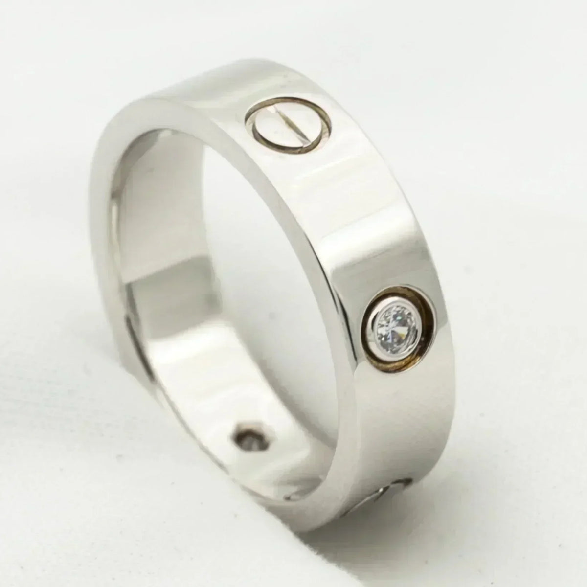 [⭐Hinora Jewelry]LOVE RING 5.5MM 3 DIAMONDS SILVER